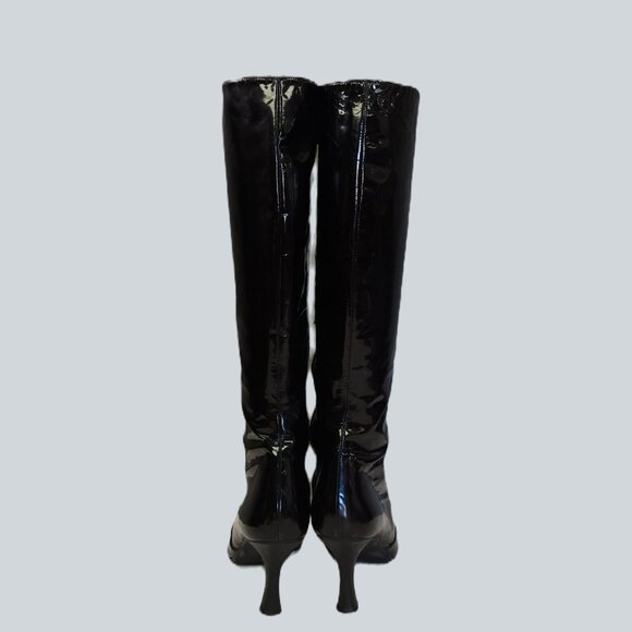 Stuart Weitzman Vintage Patent Leather Knee High Fitted Boots - Picture 3 of 7